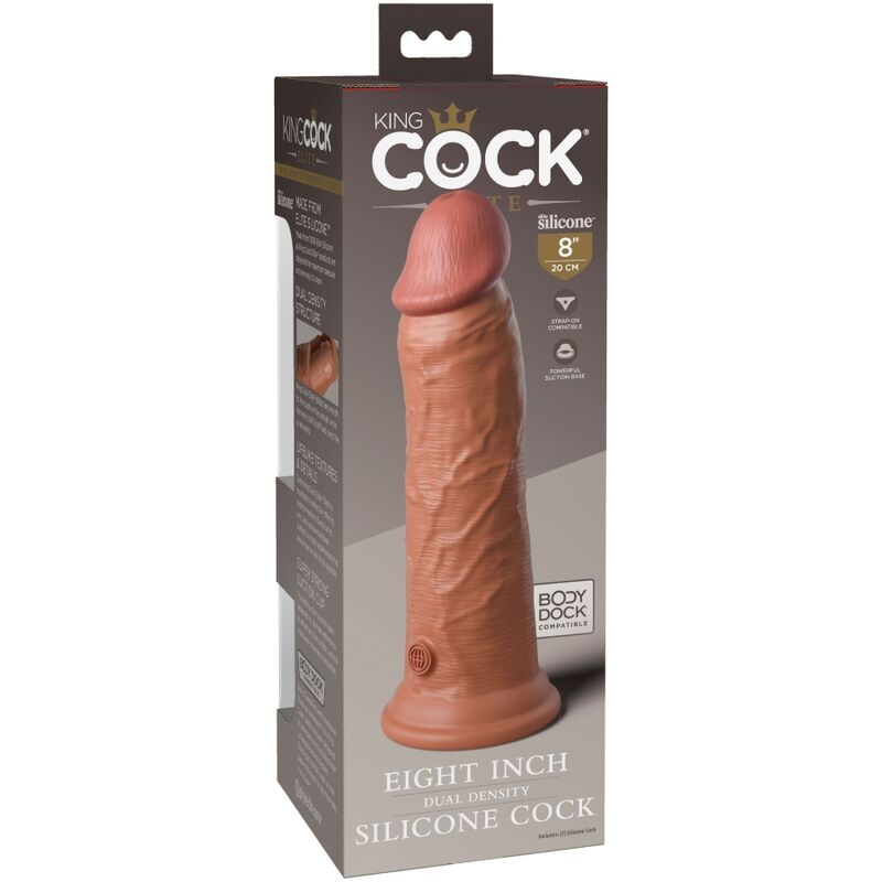 DILDO ELITE DE SILICONA REALISTA 20.3 CM CARAMELO