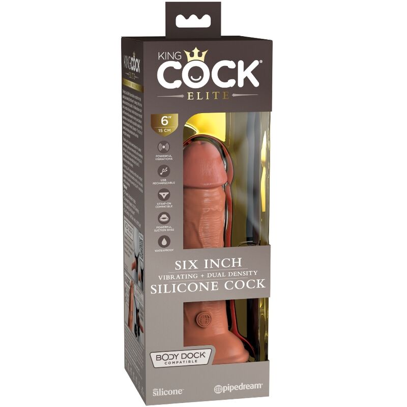 Vibrador Realista Elite de Silicona 15.2 cm Caramelo