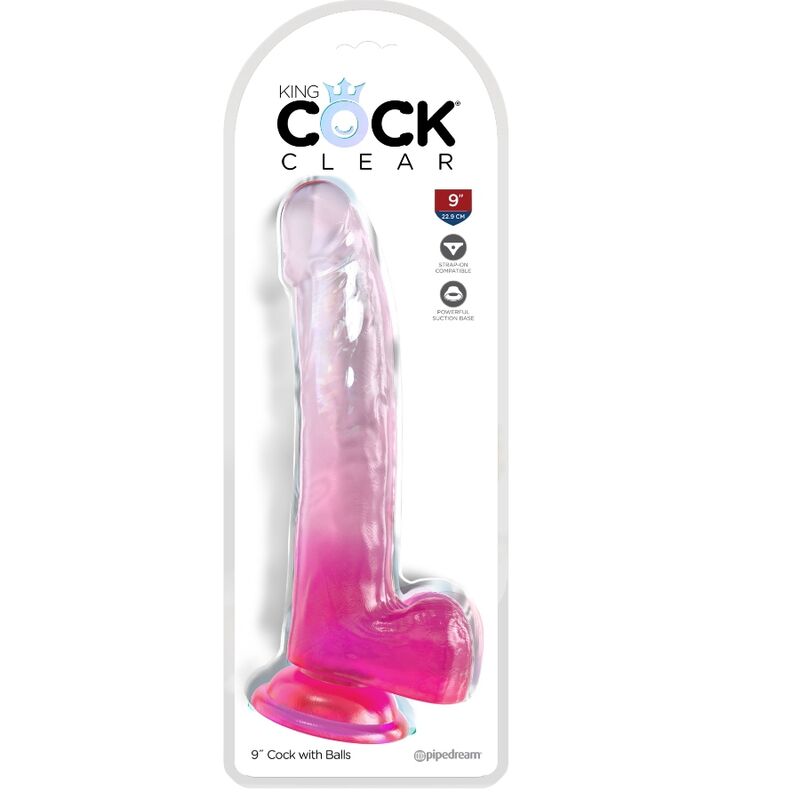 Dildo Transparente con Testículos 20.3 cm Rosa