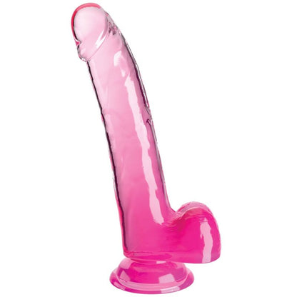 Dildo Transparente con Testículos 20.3 cm Rosa