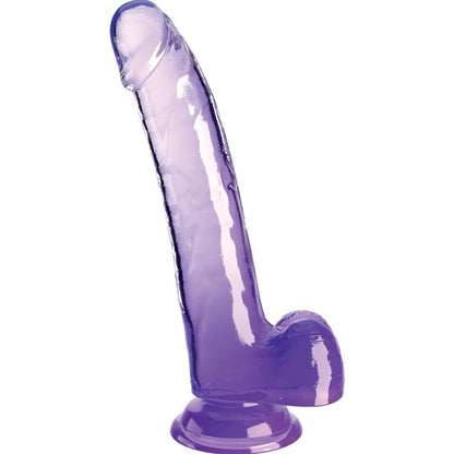 Dildo Realista Transparente con Testículos 20.3 cm Morado