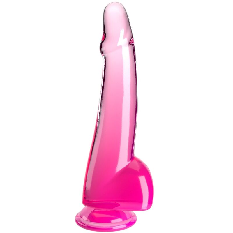 Dildo Realista Clear con Testículos 19 cm Rosa