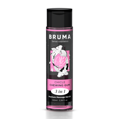BRUMA Óleo de Massagem Premium Efeito Calor Sabor Goma 3 em 1 - 100 ML