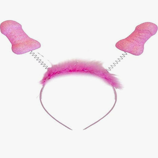 Diademas con Silbatos Forma Pene Rosa Glitter - Pack de 6