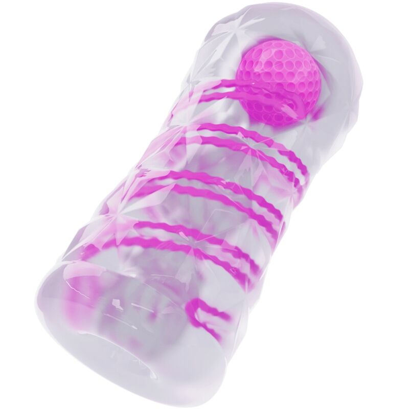 Close-up do Masturbador Masculino PRETTY LOVE Fantasy, mostrando a espiral interna e as bolas transparentes.
