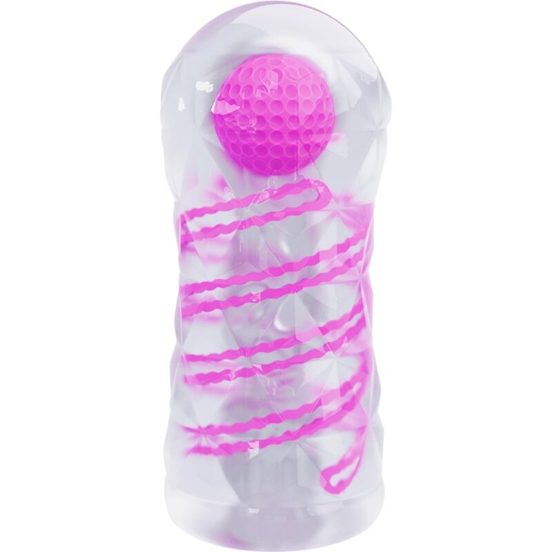 Close-up do Masturbador Masculino PRETTY LOVE Fantasy, mostrando a espiral interna e as bolas transparentes.