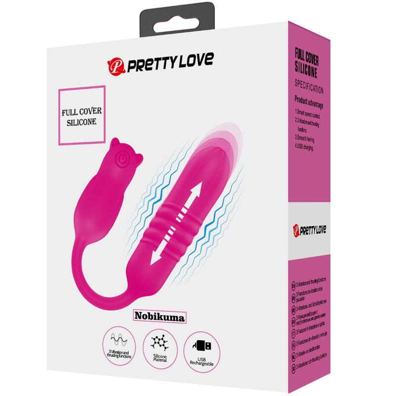 PRETTY LOVE Nobikuma Bala Vibrante de Silicone Rosa, mostrando seu design compacto e material macio.