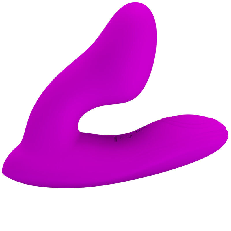 Close-up do PRETTY LOVE Vibrador Melvin Clitoriano e Ponto G com Controle Remoto, destacando seu design curvo e material de silicone.