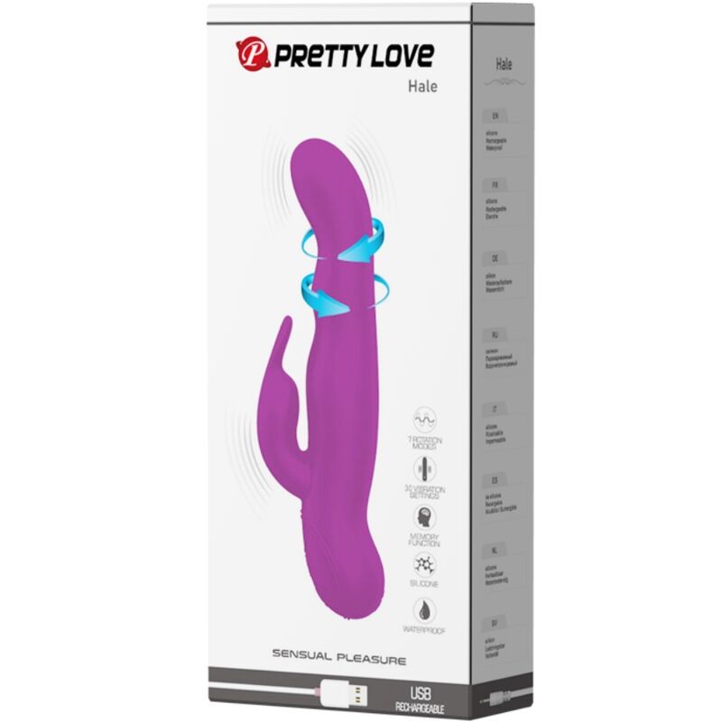 PRETTY LOVE Vibrador Rotador Hale Lilac de silicone, com textura suave e cor lilás vibrante.