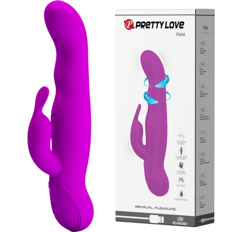 PRETTY LOVE Vibrador Rotador Hale Lilac de silicone, com textura suave e cor lilás vibrante.
