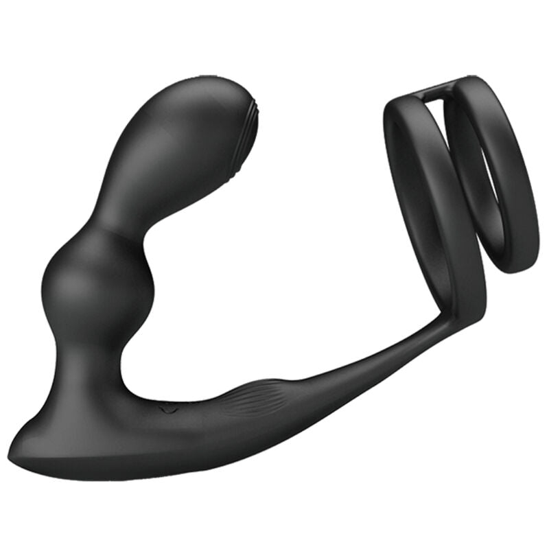 PRETTY LOVE Anel Peniano e Plug Anal Vibratório Marshall com Controle Remoto, mostrando o design 2 em 1 e material de silicone.