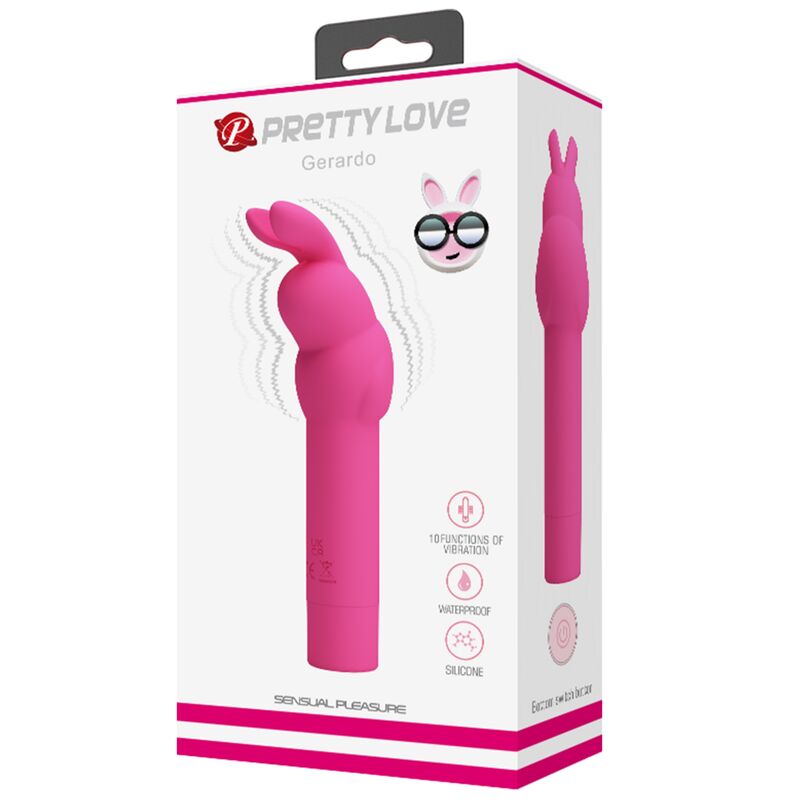 Vibrador de Silicone PRETTY LOVE Gerardo Rabbit Fuchsia com estimulador clitoriano
