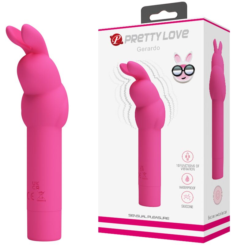 Vibrador de Silicone PRETTY LOVE Gerardo Rabbit Fuchsia com estimulador clitoriano