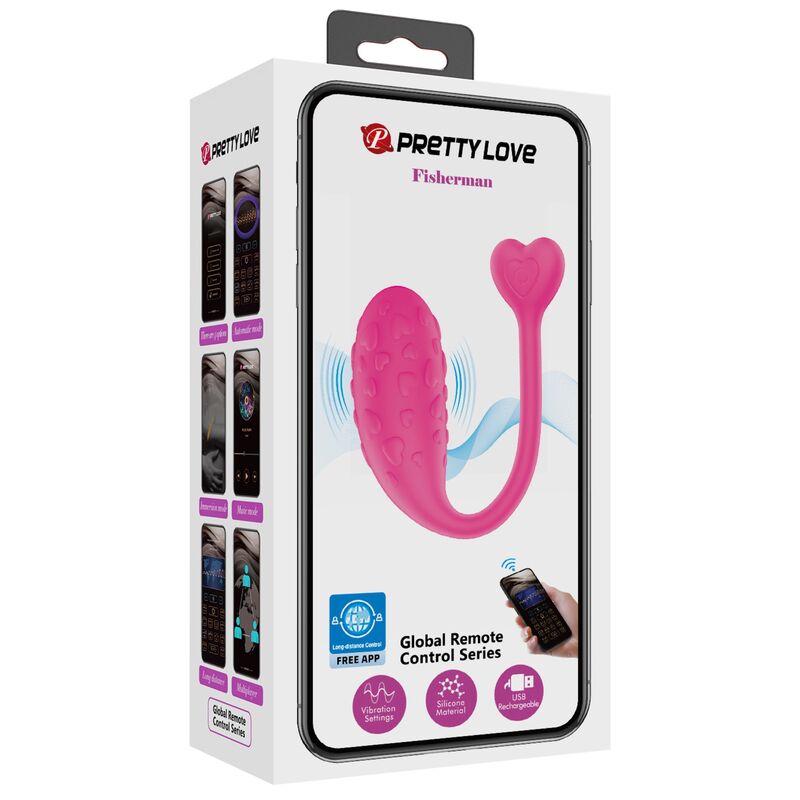 PRETTY LOVE Ovo Vibratório Rosa Fisher Controlado por Aplicativo, para prazer discreto e estimulação remota.