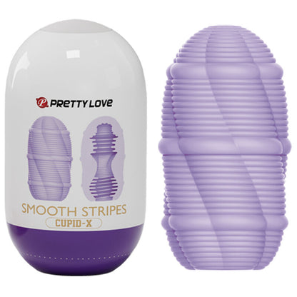 Imagem do PRETTY LOVE Masturbador Ovo CUPID X com Textura Listras Lisa, destacando o seu design compacto e detalhes da textura.
