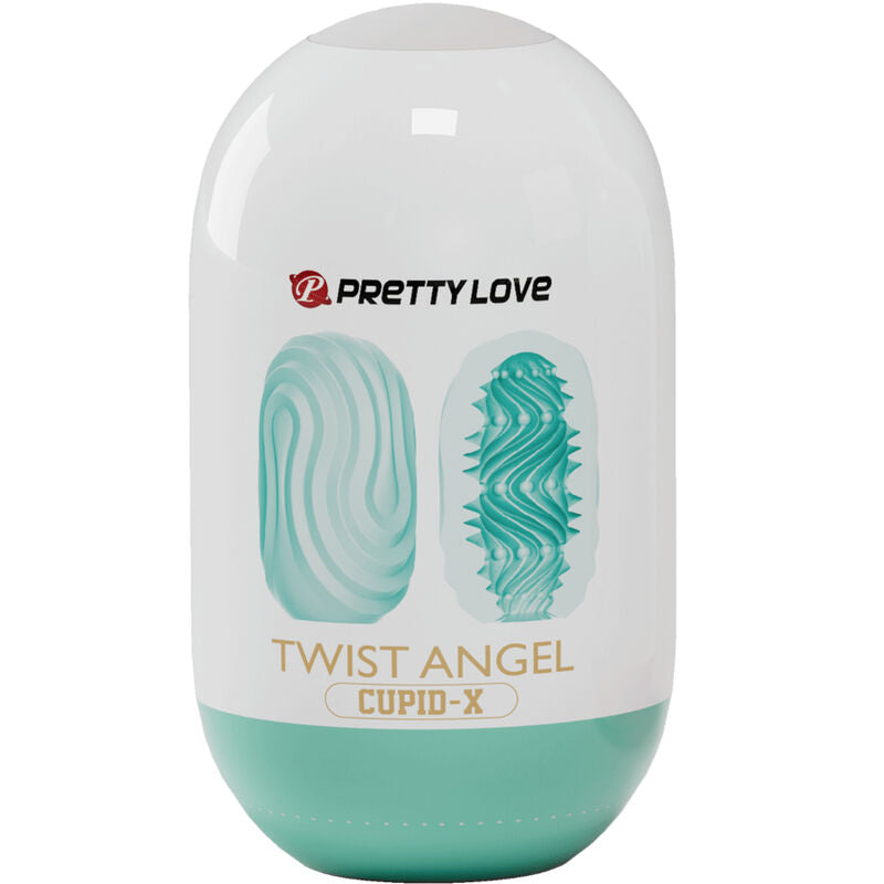Close-up do Masturbador Ovo PRETTY LOVE Twist Angel Cupido, mostrando seu design e textura para prazer masculino.