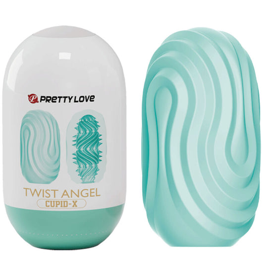 Close-up do Masturbador Ovo PRETTY LOVE Twist Angel Cupido, mostrando seu design e textura para prazer masculino.