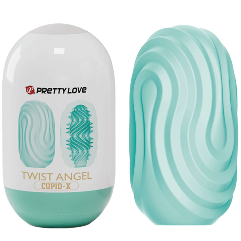 Close-up do Masturbador Ovo PRETTY LOVE Twist Angel Cupido, mostrando seu design e textura para prazer masculino.