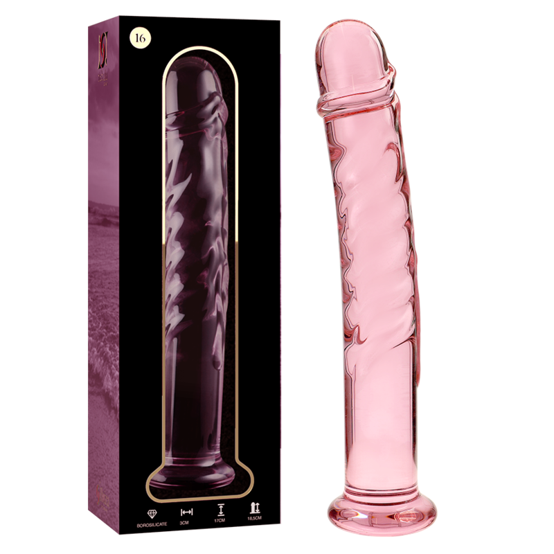 Dildo Modelo 16 Vidrio Borosilicato Transparente 18.5 cm -O- 3 cm