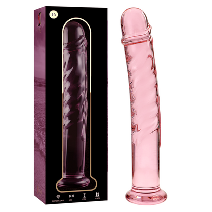 Dildo Modelo 16 Vidrio Borosilicato Transparente 18.5 cm -O- 3 cm