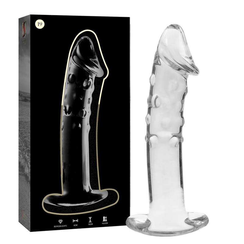 Dildo Modelo 19 de Vidrio Borosilicato Transparente 18.5 cm Ø 4 cm