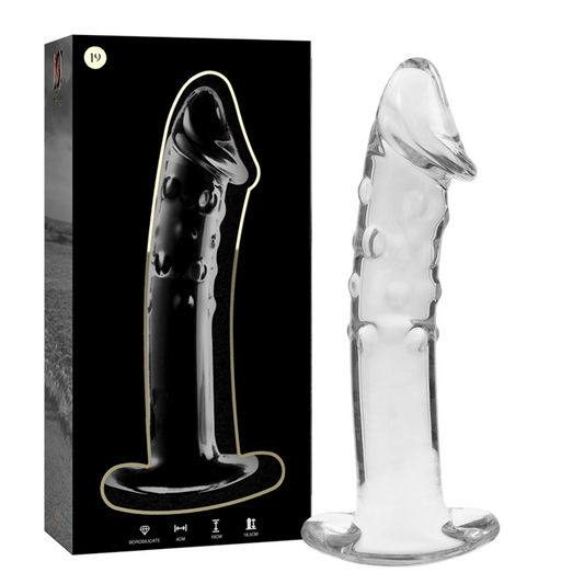 Dildo Modelo 19 de Vidrio Borosilicato Transparente 18.5 cm Ø 4 cm
