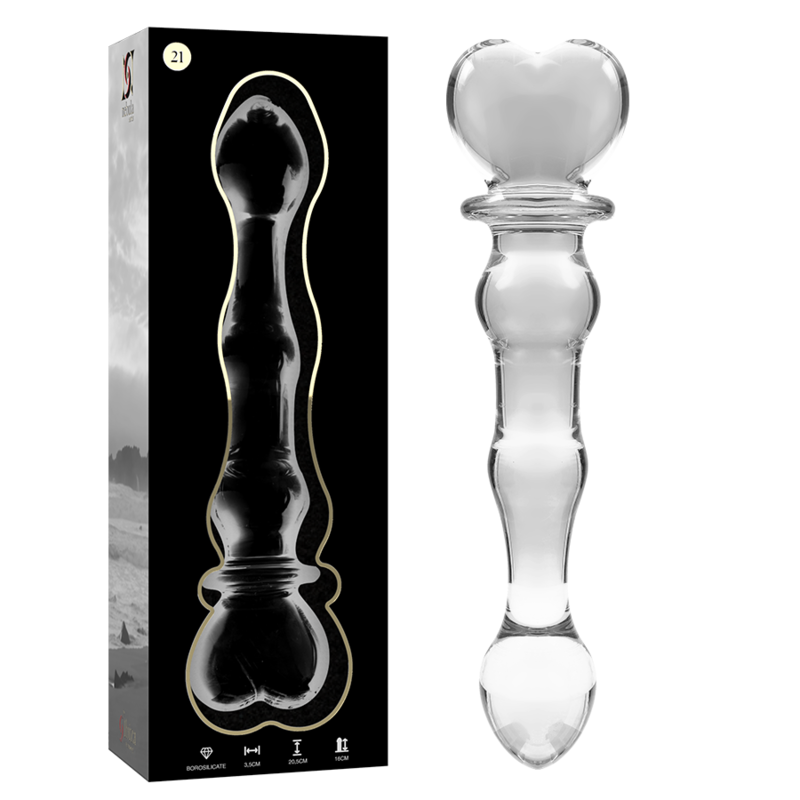Dildo Modelo 21 Vidrio Borosilicato Transparente 20.5 cm