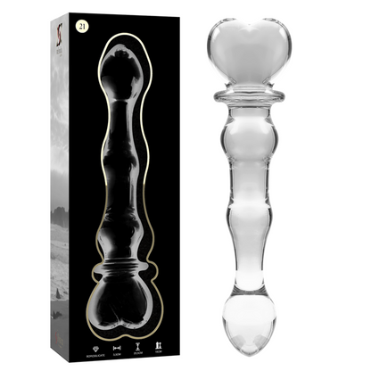 Dildo Modelo 21 Vidrio Borosilicato Transparente 20.5 cm