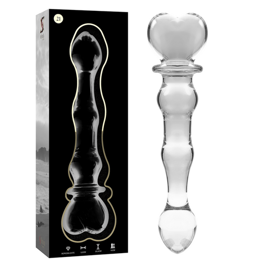 Dildo Modelo 21 Vidrio Borosilicato Transparente 20.5 cm