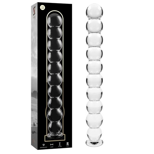 Dildo Modelo 22 de Vidrio Borosilicato Transparente 21.5 cm x 2.5 cm