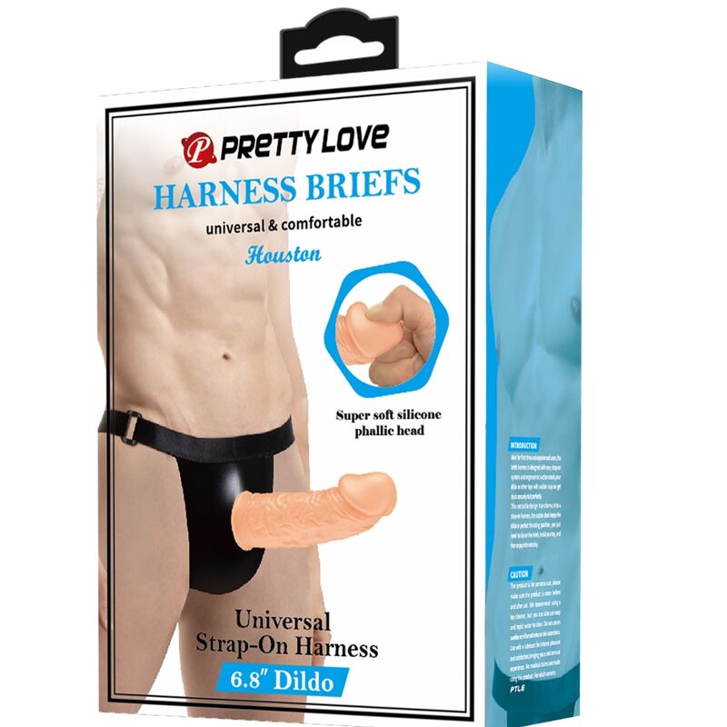 Arnês Breves PRETTY LOVE com dildo incluído, detalhe do material e ajustabilidade