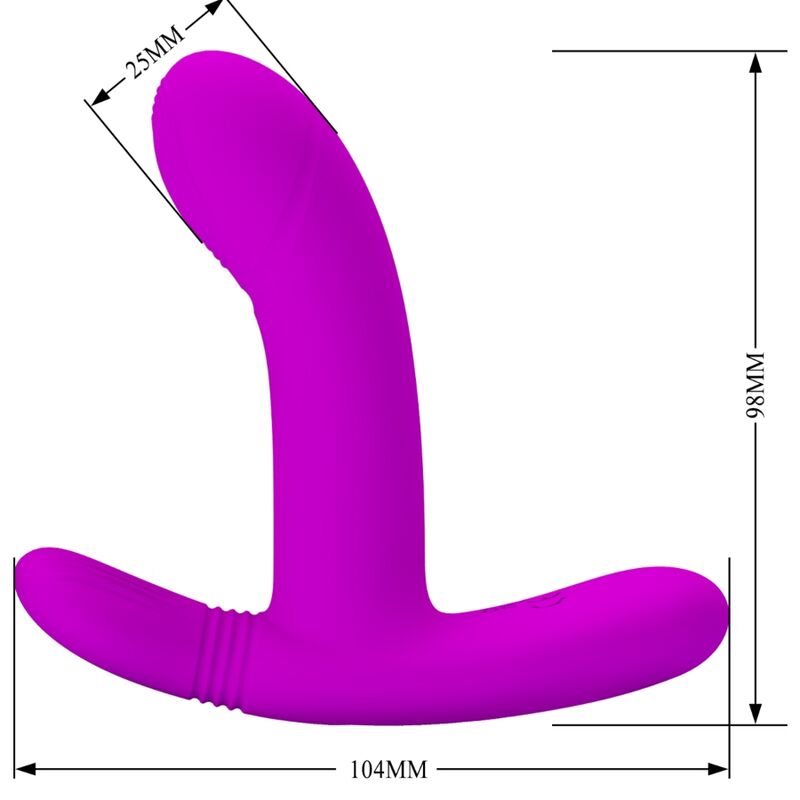 Close-up do Vibrador PRETTY LOVE Geri, mostrando seu design ergonômico e cor violeta, ideal para estimulação clitoriana e do ponto G com controle remoto.