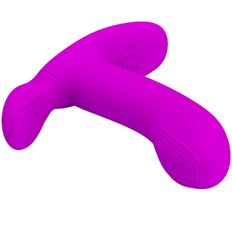 Close-up do Vibrador PRETTY LOVE Geri, mostrando seu design ergonômico e cor violeta, ideal para estimulação clitoriana e do ponto G com controle remoto.