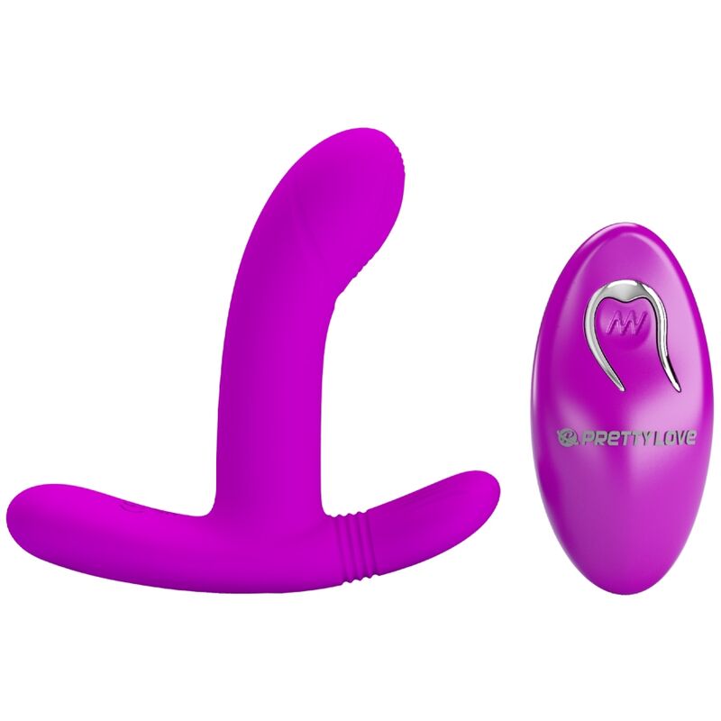 Close-up do Vibrador PRETTY LOVE Geri, mostrando seu design ergonômico e cor violeta, ideal para estimulação clitoriana e do ponto G com controle remoto.
