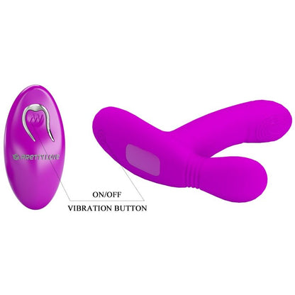 Close-up do Vibrador PRETTY LOVE Geri, mostrando seu design ergonômico e cor violeta, ideal para estimulação clitoriana e do ponto G com controle remoto.