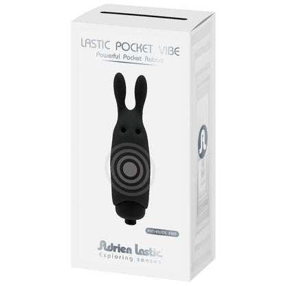 Imagem do ADRIEN LASTIC Vibrador Coelho de Bolso Preto, um mini vibrador de silicone compacto para estimulação clitoriana.
