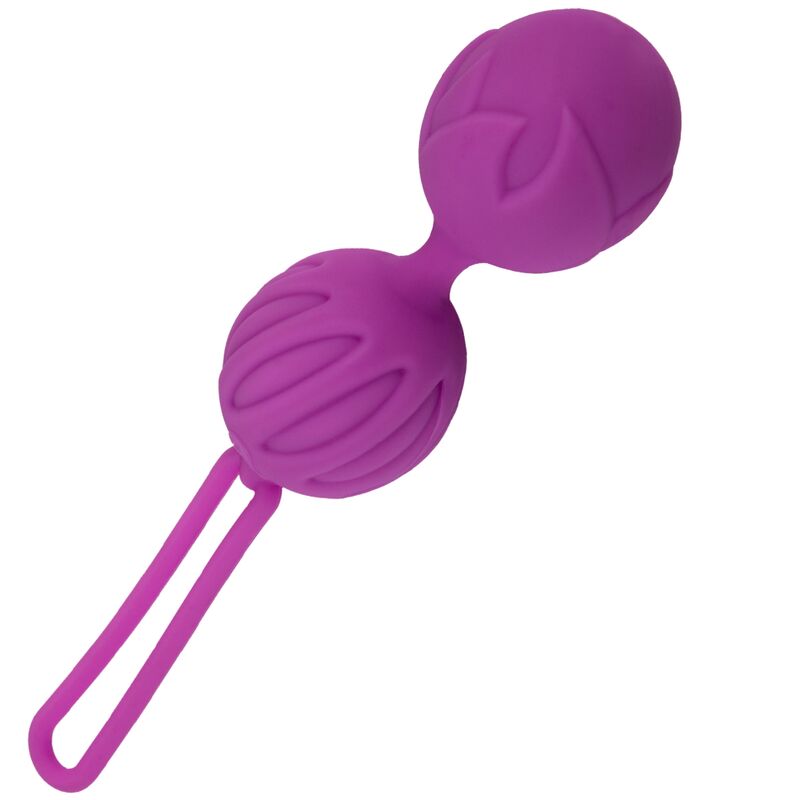 Close-up of the ADRIEN LASTIC Geisha Silicone Balls S Violet, showing its smooth texture and ergonomic design for pelvic floor training.