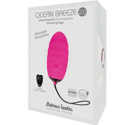 Close-up do ovo vibratório ADRIEN LASTIC Ocean Breeze 2.0 rosa com controle remoto.