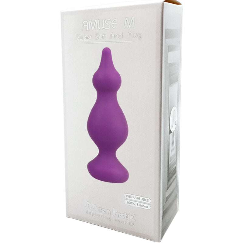 Adrien Lastic Amuse Plug Anal de Silicone Roxo, tamanho M, com design ergonómico e toque aveludado.