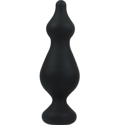 Close-up do Plug Anal ADRIEN LASTIC Amuse de Silicone Preto Tamanho L, destacando a sua textura aveludada e design ergonómico.