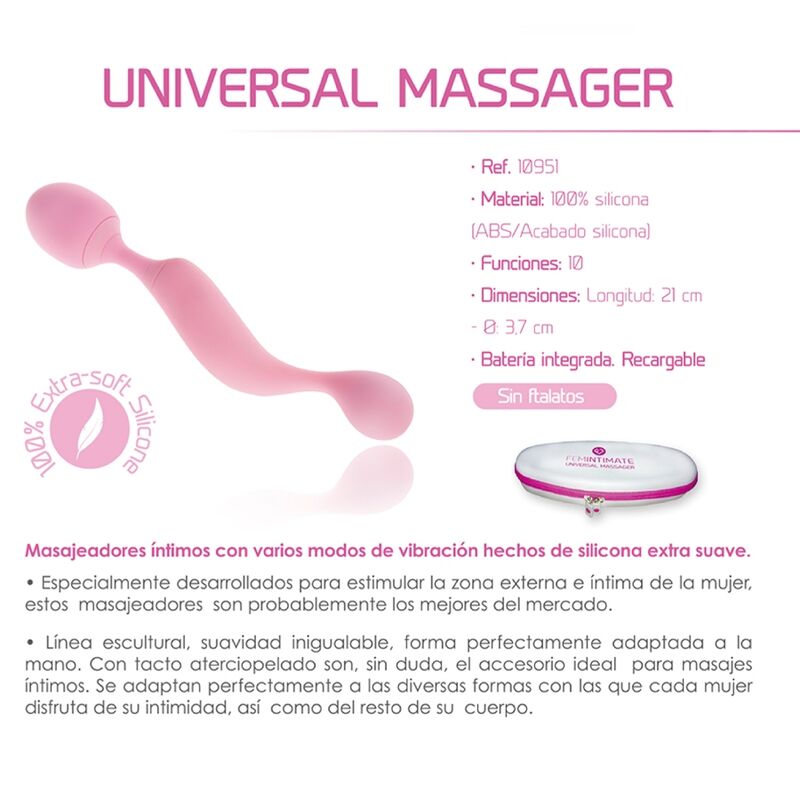 FEMINTIMATE - MASAJEADOR UNIVERSAL VIBRADOR DE SILICONA ROSA