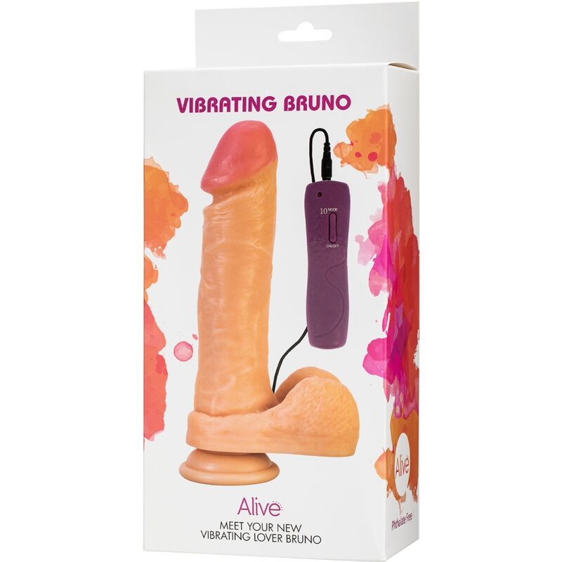 Vibrador de Pénis ALIVE Bruno Realístico 22 cm com toque sedoso e base em ventosa