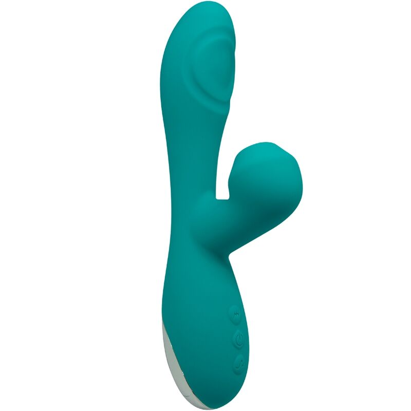 Close-up do ALIVE Vibrador Caribbean Shine Azul com sucção e estimulação de Ponto G.