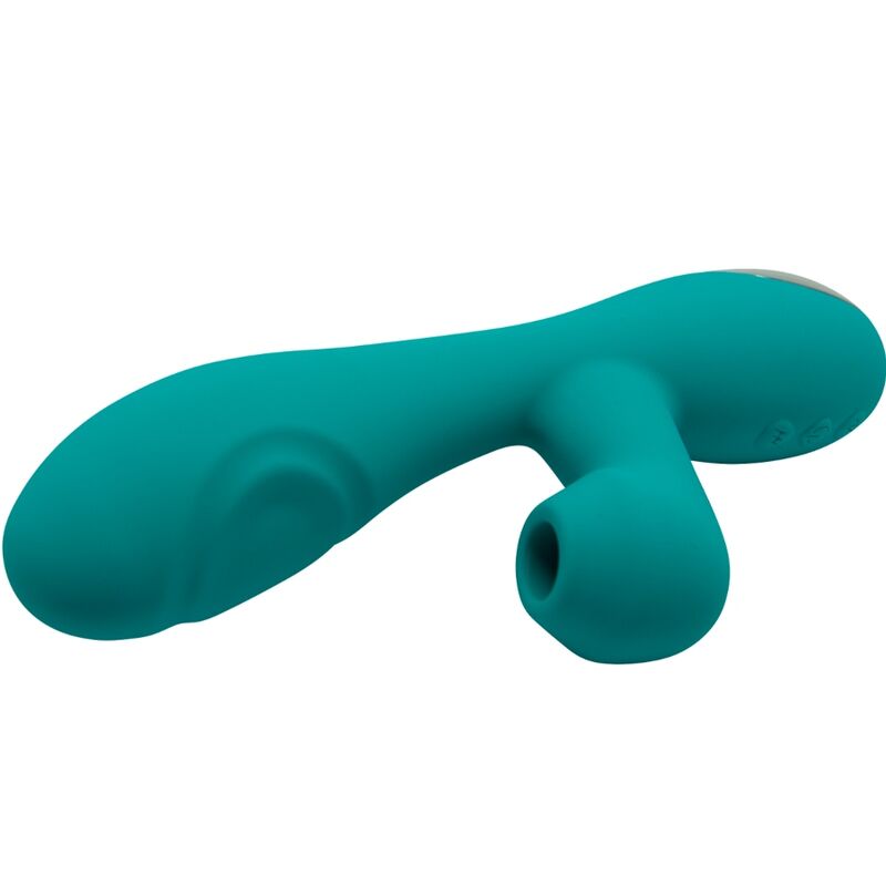 Close-up do ALIVE Vibrador Caribbean Shine Azul com sucção e estimulação de Ponto G.