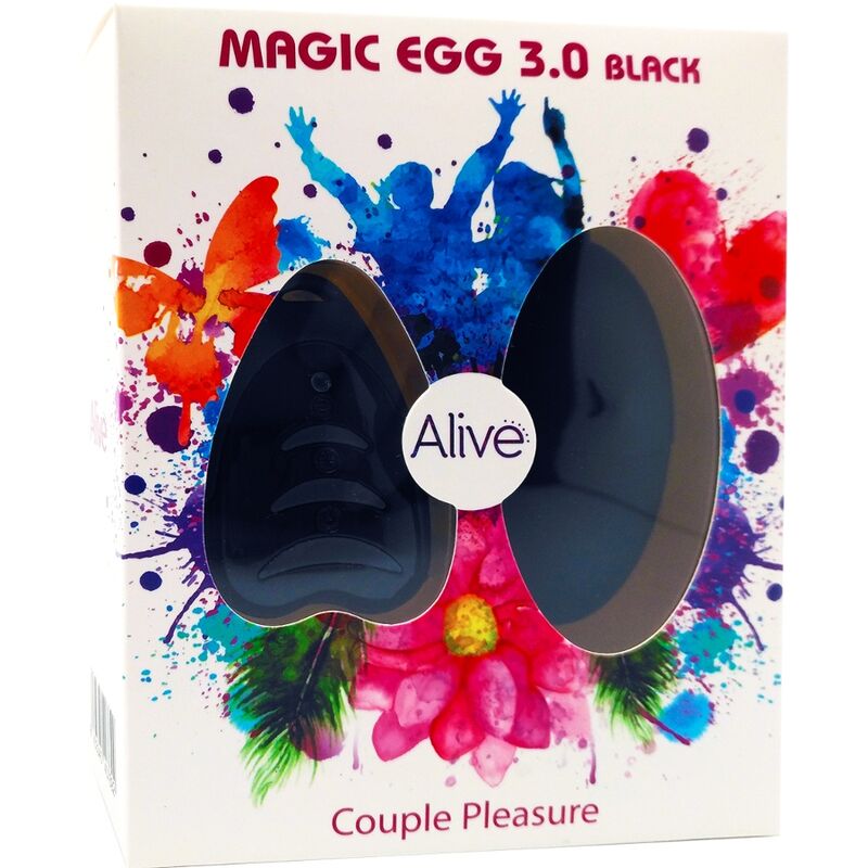 ALIVE Magic Egg 3.0 Vibratório com Controle Remoto Preto, compacto para prazer discreto.