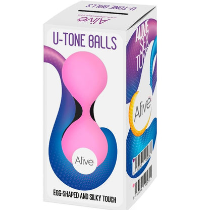 Close-up das Bolas Vaginais ALIVE U·TONE Violeta para fortalecimento pélvico.