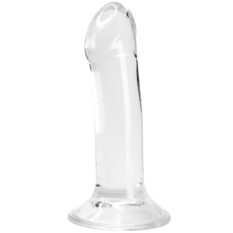 Pênis realista transparente ALIVE Valiant 16cm, detalhe da textura e design translúcido.