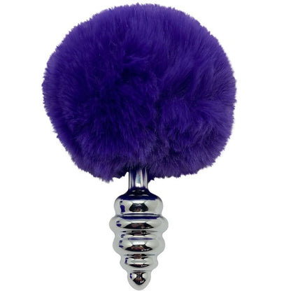 Close-up do Plug Anal ALIVE Espiral Metal Fluffy Dark Violeta Tamanho M.