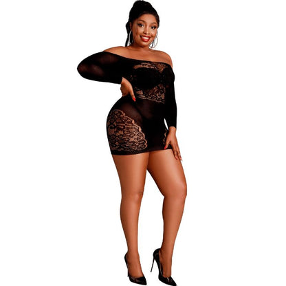 MOONLIGHT - VESTIDO NEGRO DE MANGA LARGA MODELO 7 TALLA GRANDE