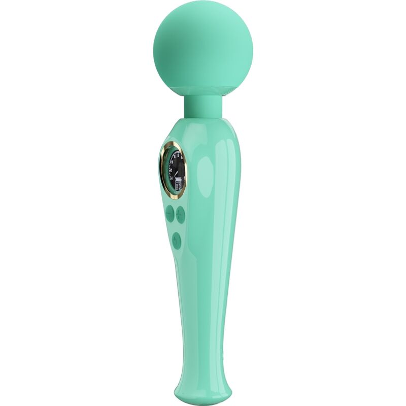 Vibrador de varinha PRETTY LOVE Skyler verde com ecrã LCD e cabeça flexível